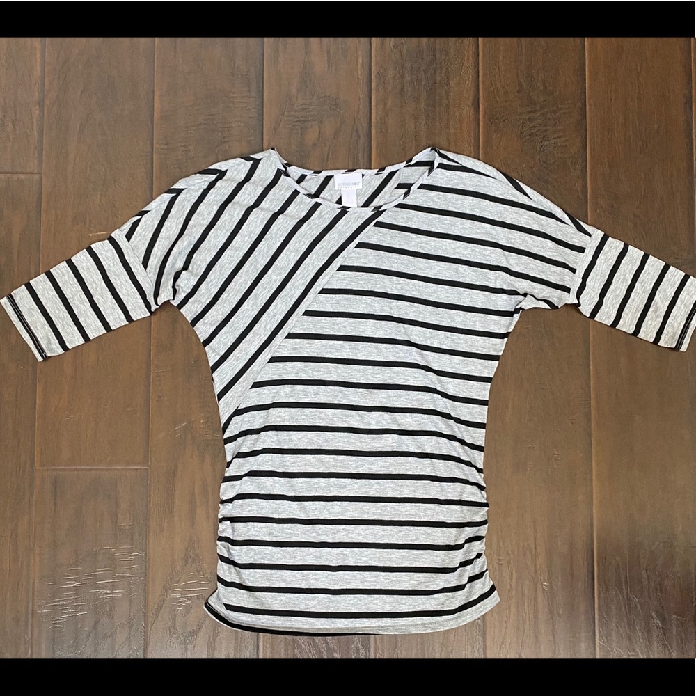 Motherhood Maternity Grey/Black Striped Top S